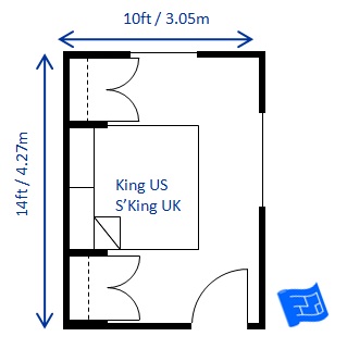 Bedroom size for a king bed