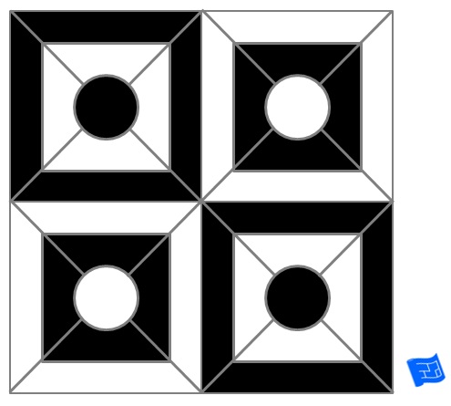 Circle tile pattern - art deco - cut squares