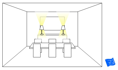 Lamps on a sideboard