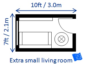 very small living room size