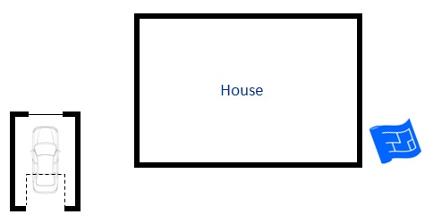 single detached garage to front of house
