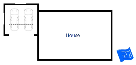 attached garage behind house