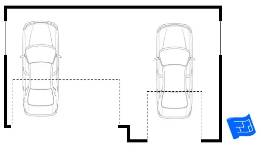 garages staggered with straight back