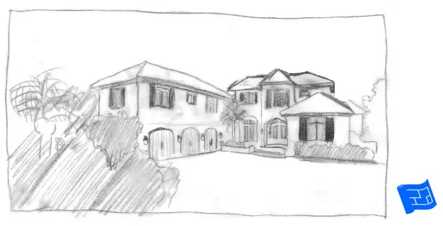 Sketch of a perpendicular garage floor plan