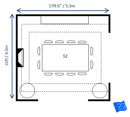 Dining Room Size, 14 Person Table Size