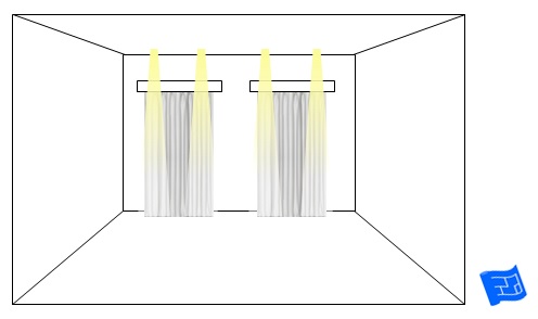 living room lighting ideas double spot over curtains