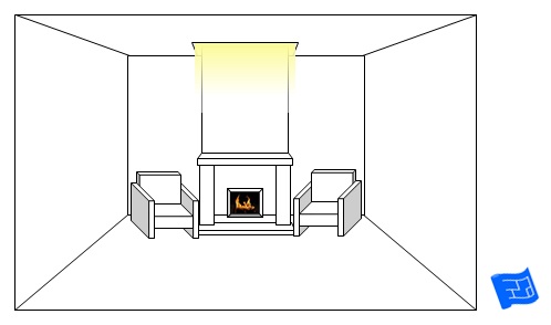 living room lighting ideas fireplace high chimney glow