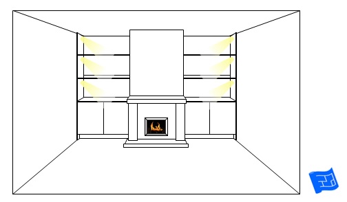 living room lighting ideas shelves object spots