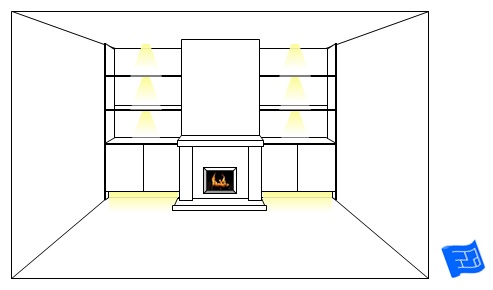 living room lighting ideas shelf downward spotlights