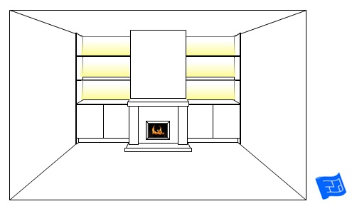 living room lighting ideas shelves upward glow