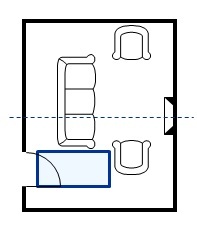 living room symmetry off center