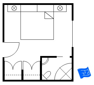 master bedroom floor plan with bathroom in corner