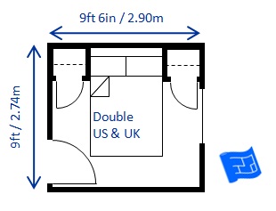 minimum bedroom size for a double bed deep headboard