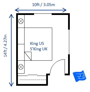 Another 10 x 14ft bedroom design for king bed