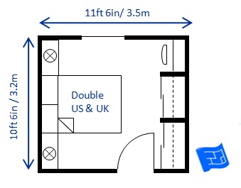 bedroom size for double bed 10ft 6in x 11ft 6in