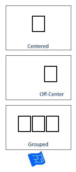 Picture showing windows centered, off-centered and grouped centrally.
